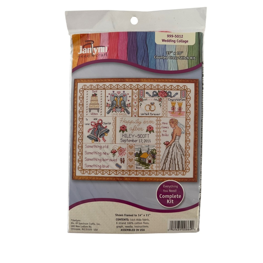 Janlynn Wedding Collage Counted Cross Stitch Kit 999-5012 Sampler 13x10 NEW